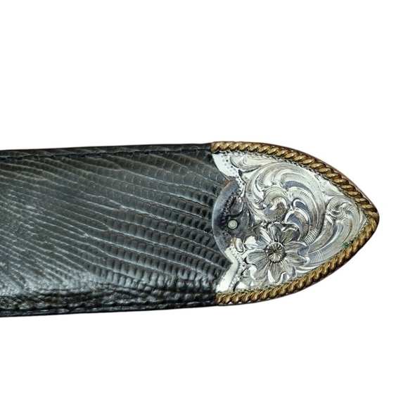 AL BERES Vintage Montana Silversmith Leather Belt-Handmade-Silver and Gold Sz 28 - Picture 10 of 16